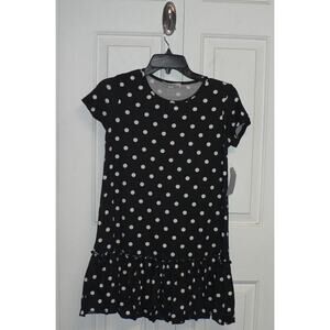 Velvet Torch Women's Tiered Hem Mini Dress in Black & White Polka Dots‎ XSmall